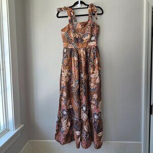 RACHEL ZOE Ditsy Floral Maxi Dress | Small | Wide Straps Smocked Empire Waist